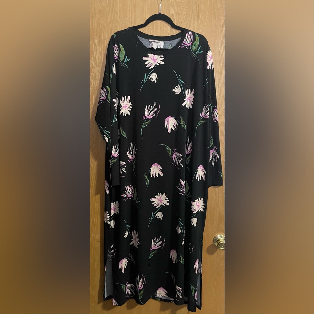 Floral Black Dress Plus Size 4X